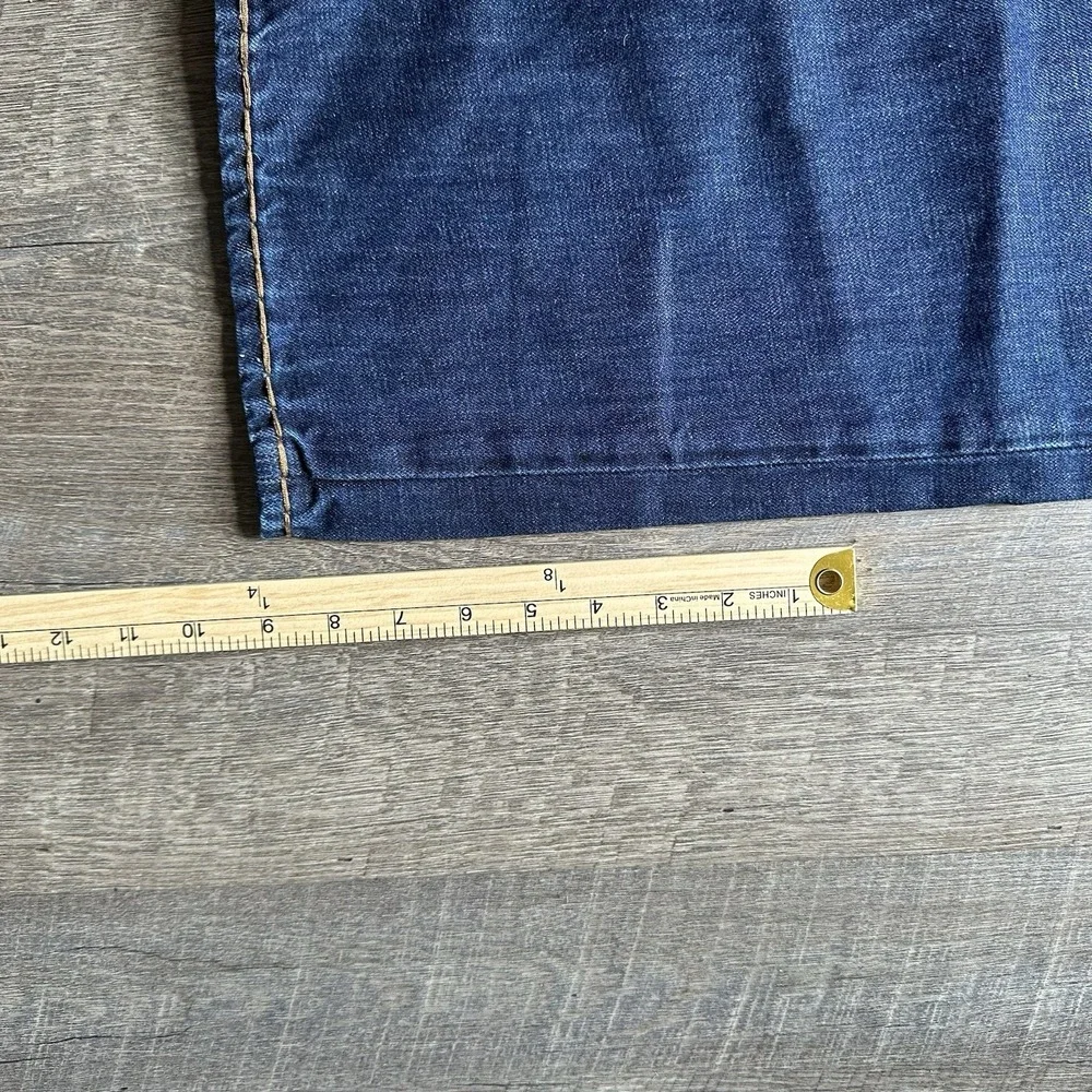 True Religion Jeans Mens 38x32 Blue Ricky Big T Flap Pocket Thick Stitch Y2K Mb3
